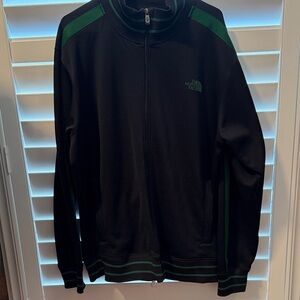 The North Face Black Jacket with Green Stripes